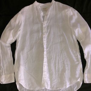 Club Monaco Band Collar Linen Shirt - White (M)